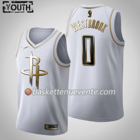 Maillot Basket Houston Rockets Russell Westbrook 0 2019-20 Nike Blanc Golden Edition Swingman - Enfant
